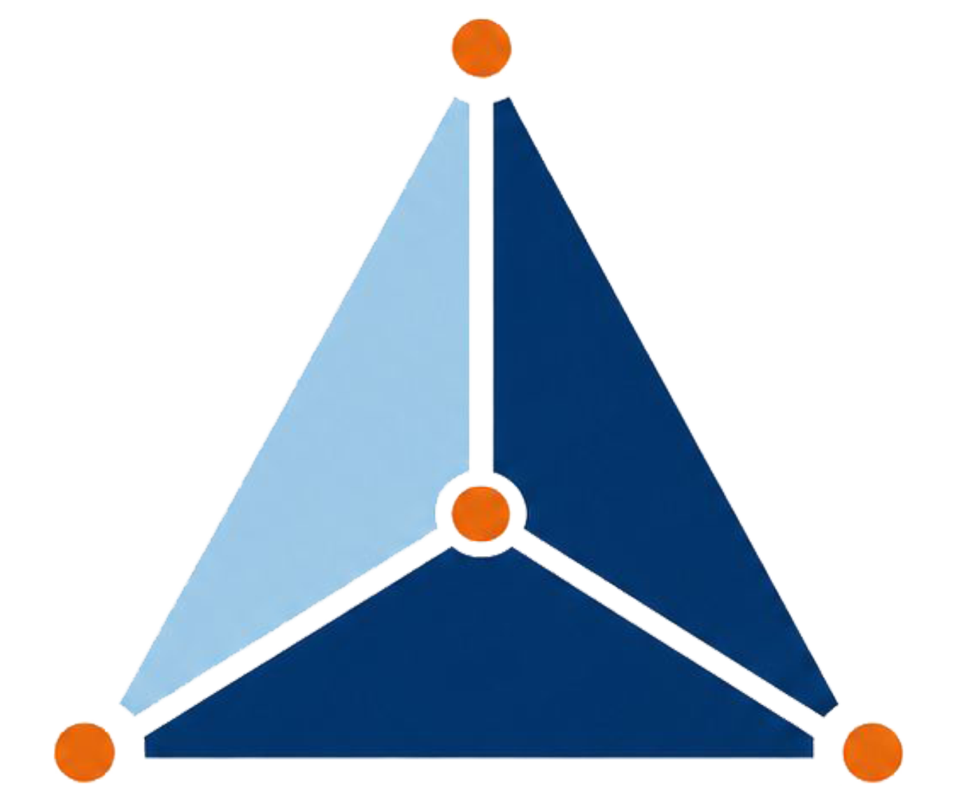 Logo officiel de Nexus Think Tank — pyramide géométrique navy et bleu clair avec nœuds orange.